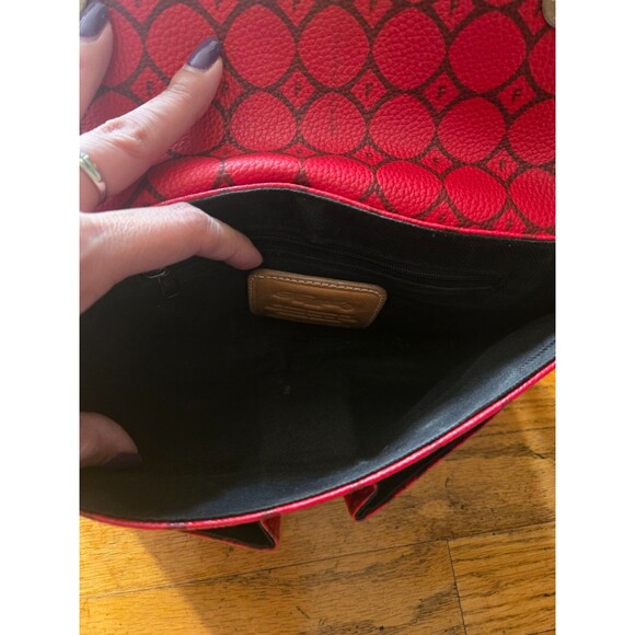 VTG Rare Fossil 1954 Red Leather Monogram Shoulder Bag #75082 Y2K - Picture 5 of 8